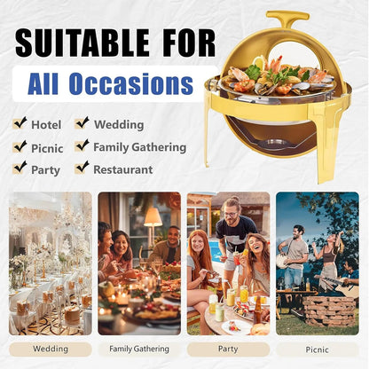 Chafing Dish - Warmhoudplaat - Buffetwarmer Set - Rechaud - High-Grade RVS Catering Warmer Set Compleet - 2 Stuks - 5QT - met Stevig Frame voor Feesten en Bruiloften - Zilver