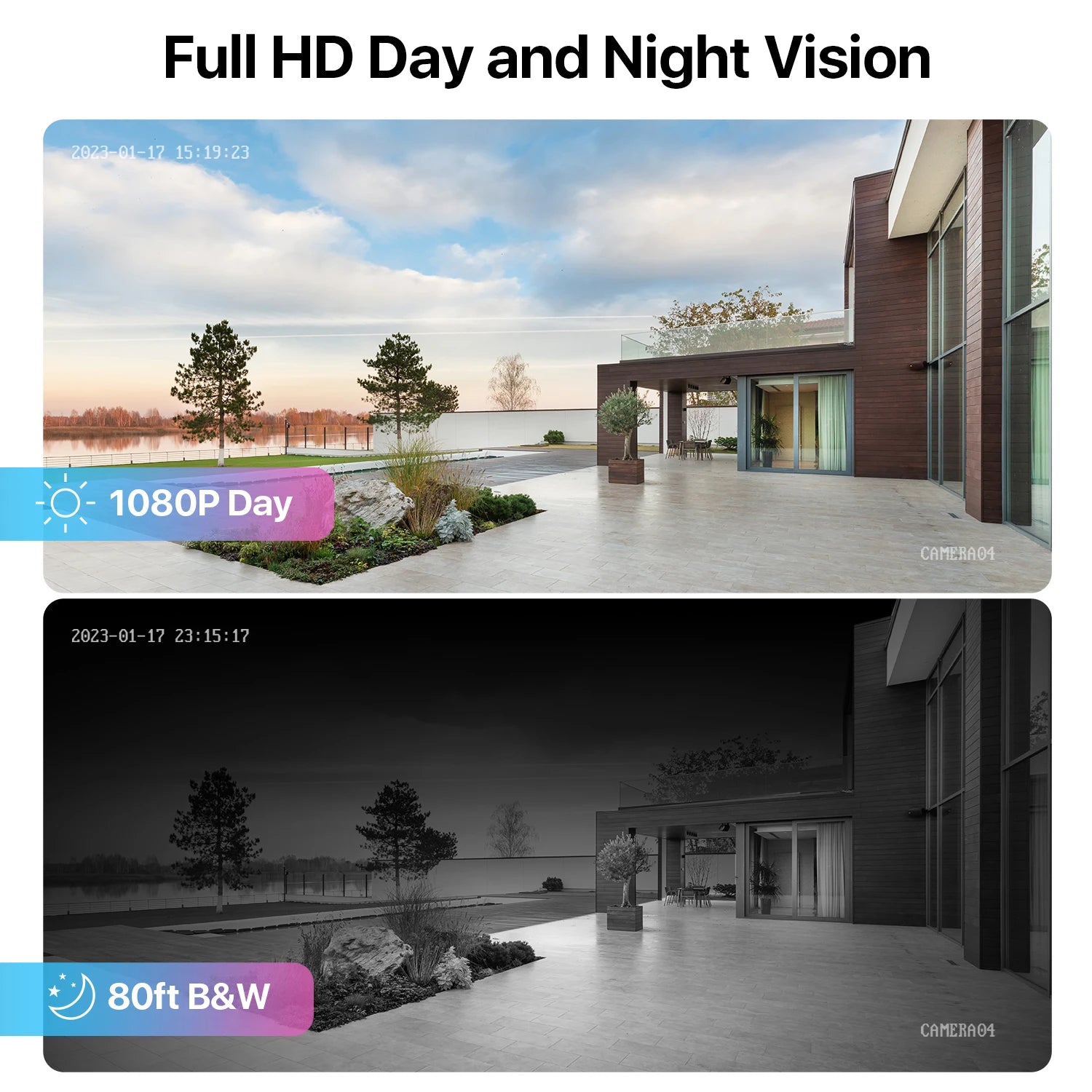 Beveiligingscamera - Draadloze Camera - Camerabewaking - Buiten Camera met Nachtzicht - 1080P Full HD - 4 Stuks Bullet Outdoor & Indoor - IP66 Weerbestendig - Wit - QUORE