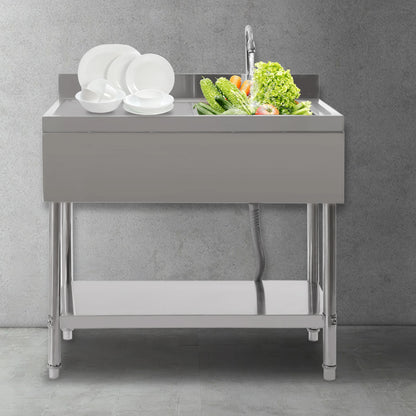 Spoelbak – Gootsteen – Keukenspoelbak – Vrijstaande Spoelbak – Roestvrij Staal – 100x60x80 Cm – Draagvermogen 300 Kg