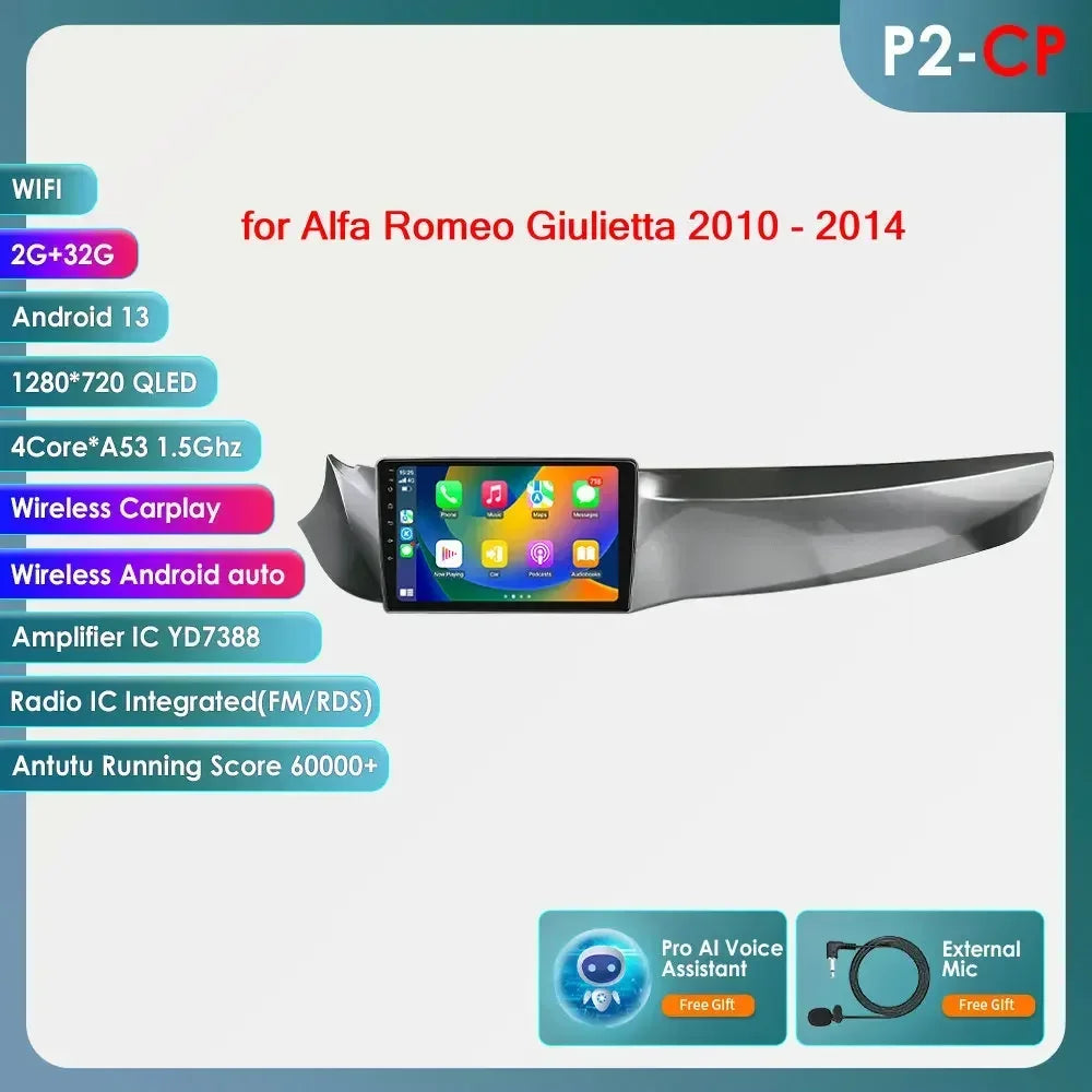 Carplay 4G 8581 Systems Android 14 Car Radio for Alfa Romeo Giulietta 2010 - 2014 Furgonato Multimedia Video Player GPS HeadUnit