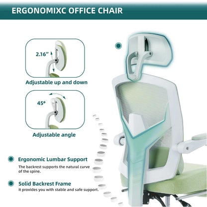 Ergonomische Bureaustoel - Stoelen - Gaming Stoel - Wipfunctie - Draaistoel - Verstelbare Hoofdsteun - Lendensteun - 125kg Draagkracht - Zwart