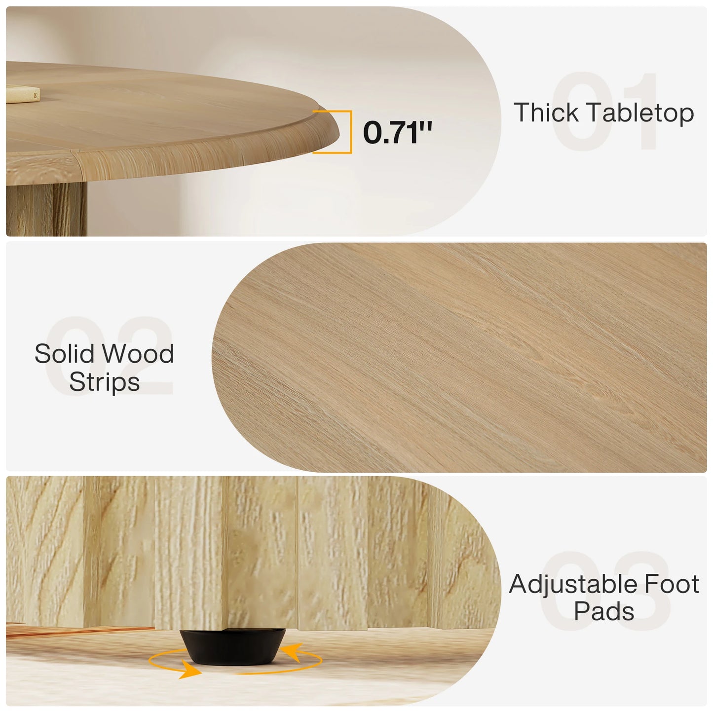 Eettafel – Ronde Tafel – Eettafel 110 Cm – Compacte Eettafel – Houtplaatmateriaal – Metalen Voet – 4 Tot 6 Personen - 110 x 110 x 75 cm - Natuurlijk Hout