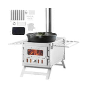 Wood Stove - Stove - Tent Stove - Rocket Stove - Camping Stove - Stainless Steel - with Chimney Pipes &amp; Gloves 700in³Firebox