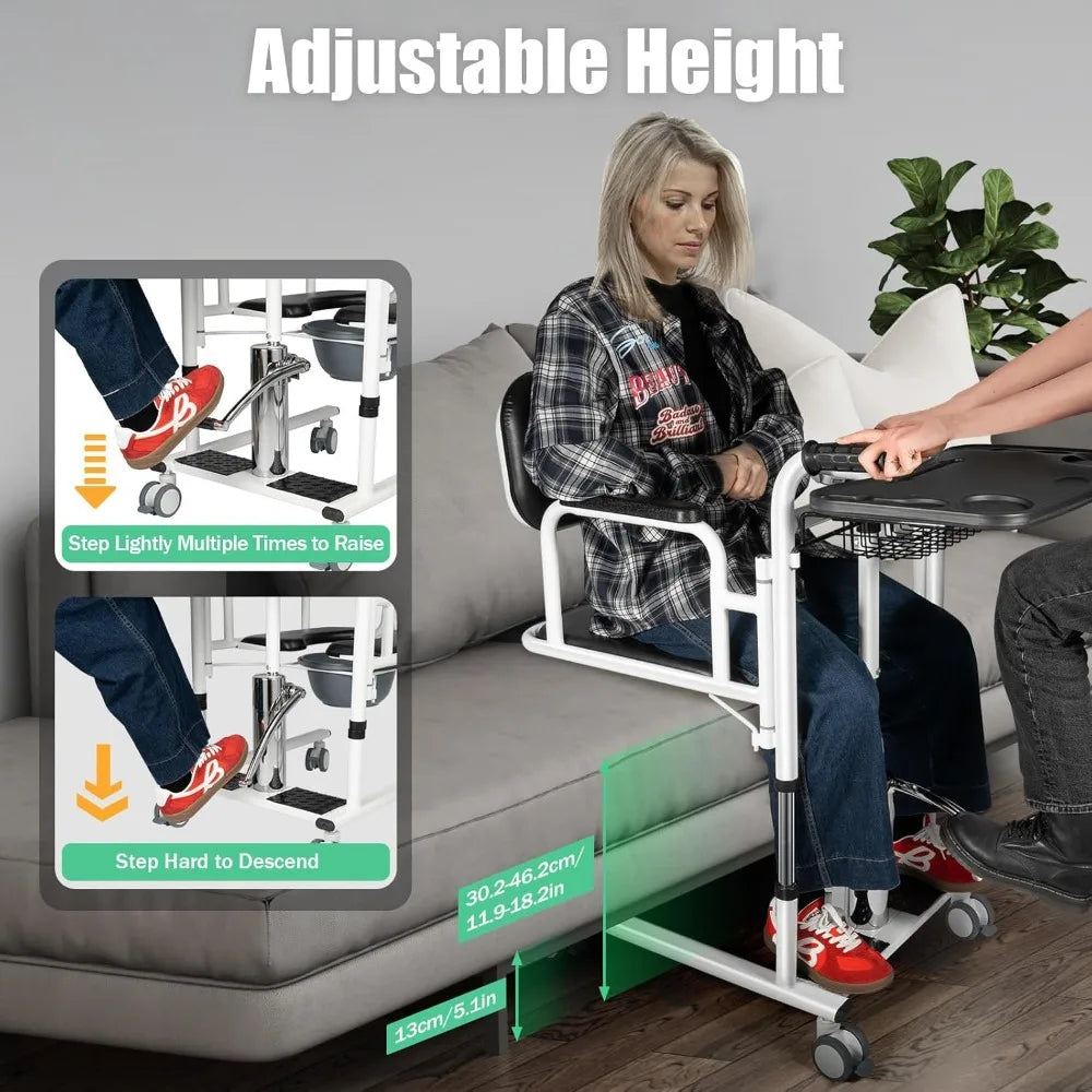 Transportrolstoel - Rolstoel - Rollator - Patiëntenlift & Verzorgingsstoel - Hydraulische - Douchestoel - 4-in-1 Douche – Verstelbare Hoogte & Transferhulp – Zwart