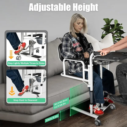 Transportrolstoel - Rolstoel - Rollator - Patiëntenlift & Verzorgingsstoel - Hydraulische - Douchestoel - 4-in-1 Douche – Verstelbare Hoogte & Transferhulp – Zwart