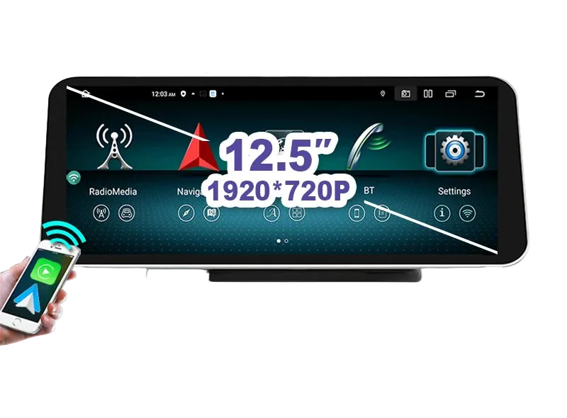 12,5 Inch Multimediascherm – Auto Radio – Touchscreen Display – Android Autoradio – CarPlay Radio – Draadloos CarPlay – Android 14 Besturingssysteem – 4G LTE Verbinding