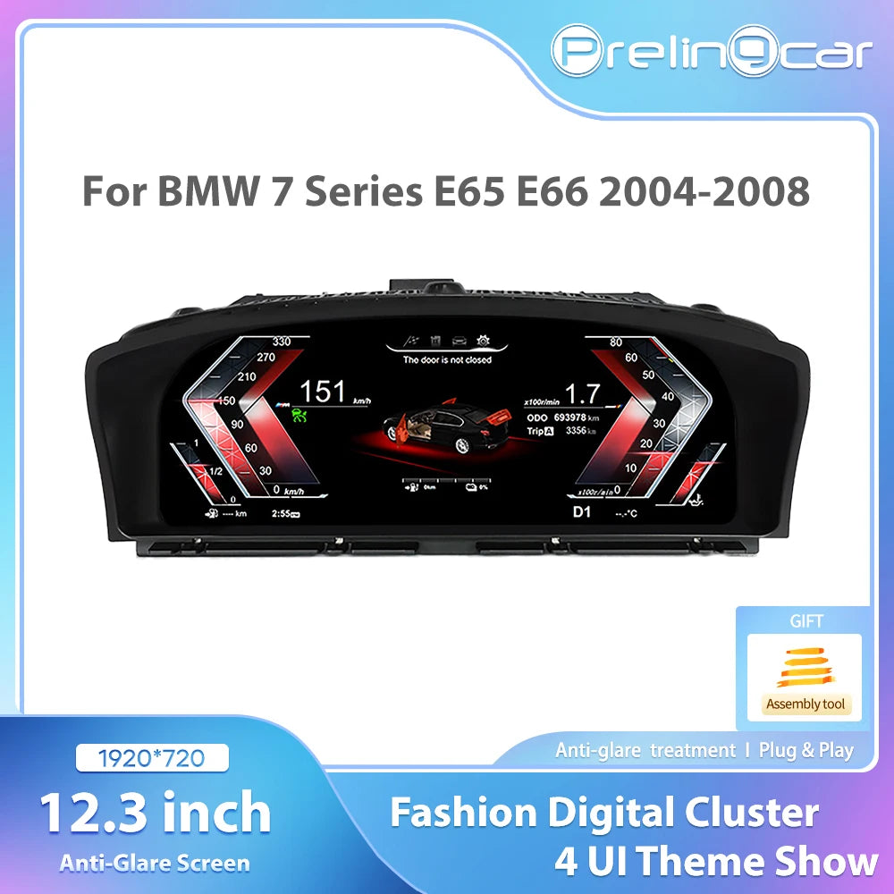 12,3 inch LCD Dashboard Display – Digitaal Instrumentenpaneel – Snelheidsmeter – Auto Cluster – Dashboard Paneel – Met CarPlay – HD 1920x720 Resolutie – Plug & Play Installatie