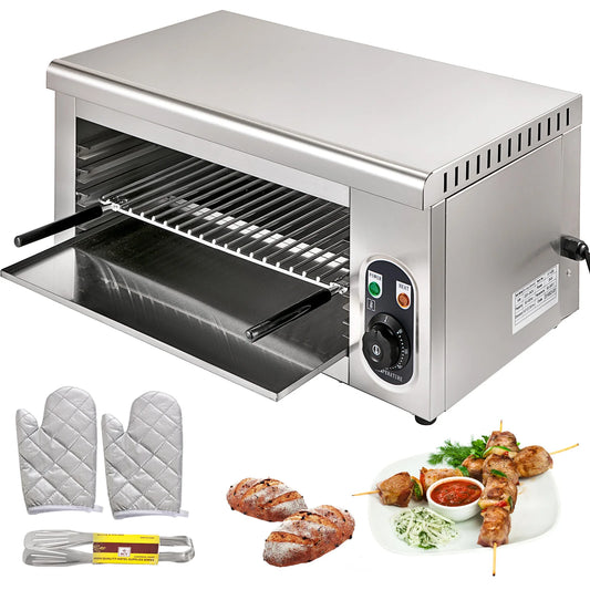Salamander Grill – Elektrische Grill – Grilloven – Bovenverwarmer – Roestvrij Staal – Temperatuurregelaar 50-300°C – Verstelbaar Rooster