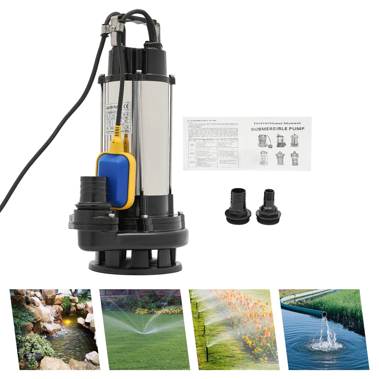 Dompelpomp – Waterpomp – Pomp Voor Schoon Water – Pomp Voor Vuil Water – 1,5 Kw Motor – Rvs Behuizing – Automatische Werking