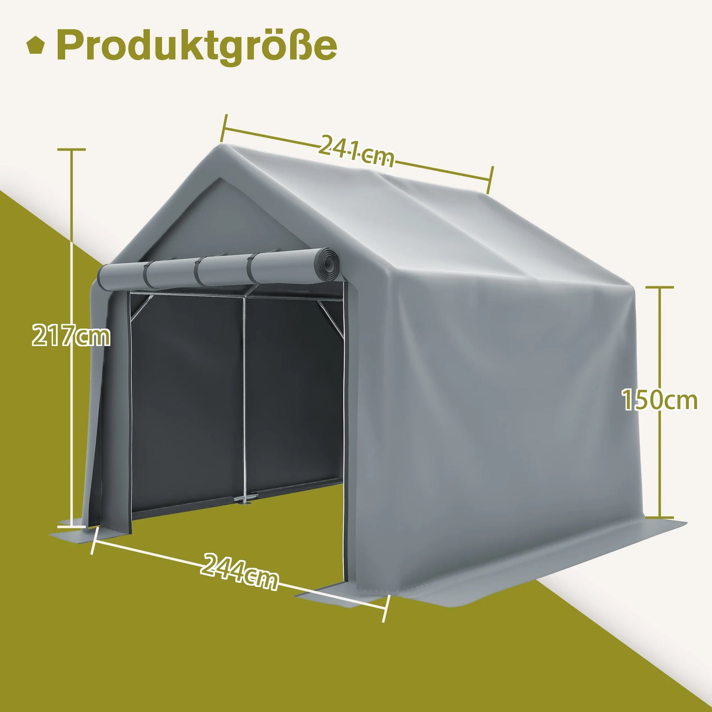 Tuinschuur – Gereedschapsschuur – Fietsenstalling – Motorberging – Opbergschuur – Weerbestendig Materiaal – Compact 8x8 Voet (2,4x2,4m) Grijs