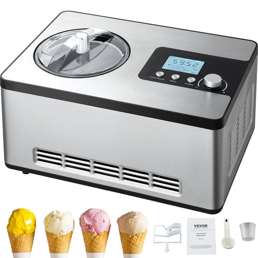Ice Cream Maker - Ice Cream Machine - Slushy Maker - Ice Cream Machine - Smoothie Maker - Freestanding - with Built-in Compressor 2 Quart