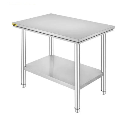 Keukenwerkbank - Keukenwerktafel - Kookeiland - Keukentafel - 24x24x35 inch - 330 LBS - Commerciële Horeca Tafel - Onderblad Roestvrij Staal - voor Restaurant Garage - QUORE