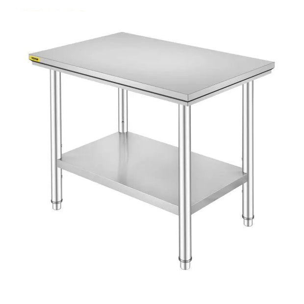 Keukenwerkbank - Keukenwerktafel - Kookeiland - Keukentafel - 24x24x35 inch - 330 LBS - Commerciële Horeca Tafel - Onderblad Roestvrij Staal - voor Restaurant Garage
