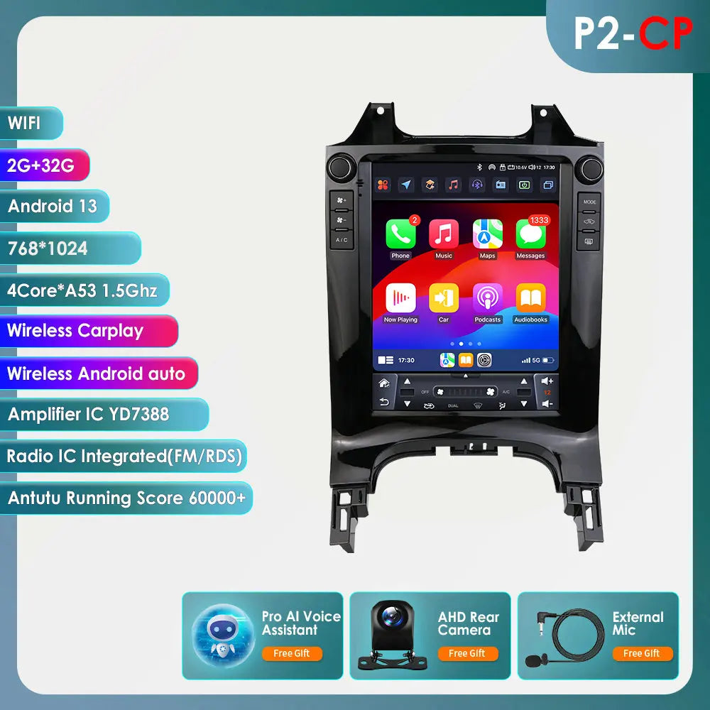 2 DIN Autoradio – Android Auto – CarPlay – Multimediaspeler – Auto Stereo – 9,7 Inch Verticaal Scherm – Octa-Core Processor – 8GB RAM - QUORE