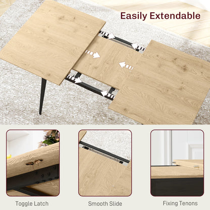 Uitklapbare Eettafel – Uitschuifbare Tafel – Verlengbare Eettafel – Inklapbare Tafel – Multifunctionele Keukentafel – 120 x 75 x 77 cm – MDF Met Melamine Coating - Naturel Houtlook
