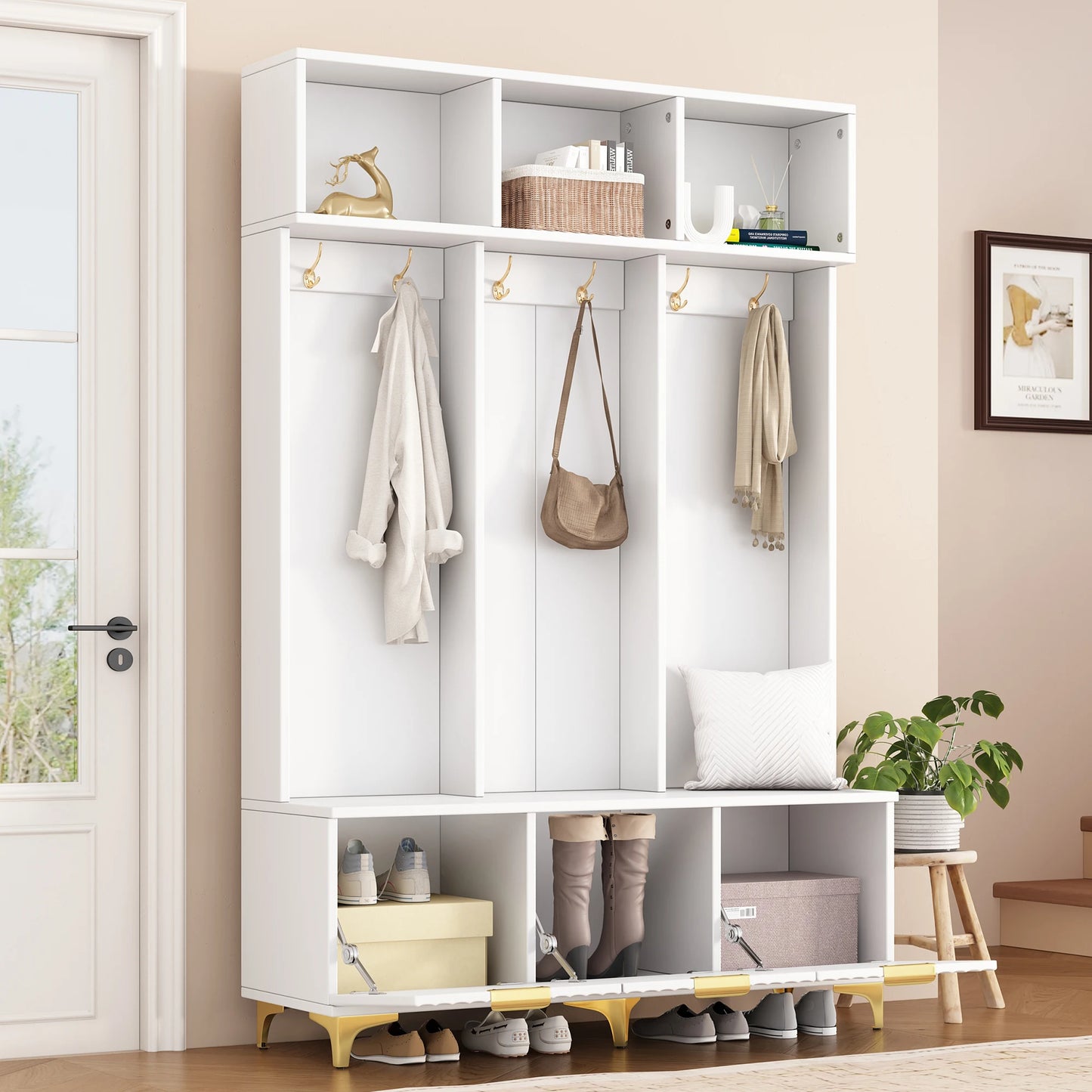 Multifunctionele Kledingkastset - Laden - Kledinghaken - Modern design met Mydraulische - Scharnieren en Praktische - Opbergruimte - 192 cm - Wit