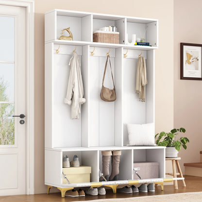 Multifunctionele Kledingkastset - Laden - Kledinghaken - Modern design met Mydraulische - Scharnieren en Praktische - Opbergruimte - 192 cm - Wit