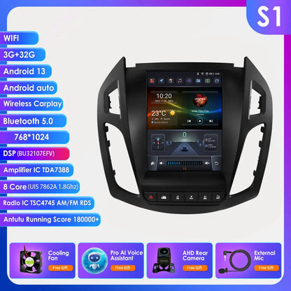 Multifunctionele 9,7” Autoradio – Multimedia Systeem – Navigatie Unit – Dashboard Elektronica – Car Entertainment – Android 13 – Draadloze CarPlay & 4G Connectivity