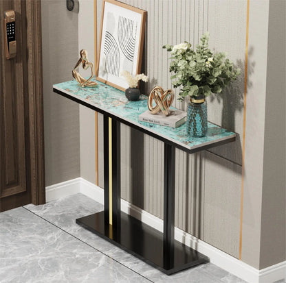 Consoletafel - Wandtafel - Haltafel - Sidetafel - Moderne Stijl - met Rastervormige Metalen Voet - Moderne Hedendaagse Stijl - 118 x 30 x 78cm - Wit - QUORE
