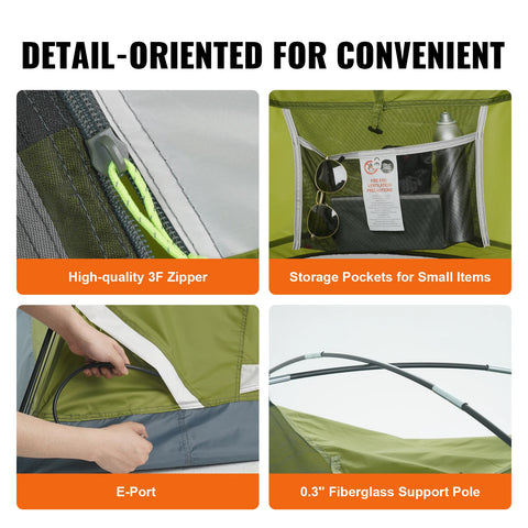 Tent - Strandtent - Campingtent - Waterdicht - Lichtgewicht - Backpacking Tent - voor Outdoor Familiecamping, Wandelen, Bergbeklimmen, & Reizen - Geschikt voor 3 Personen - Groen