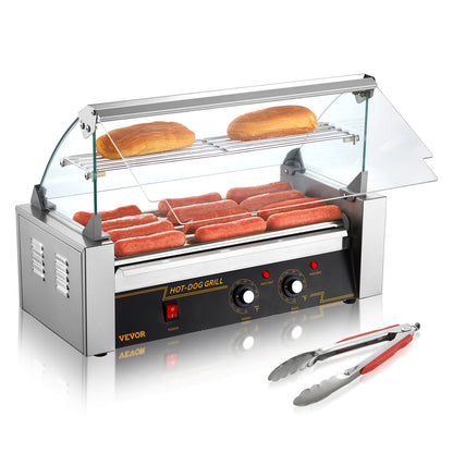 Hotdog Grillmachine – Hotdog Maker – Snack Grill – Worstjes Grill – 30 Hotdogs Capaciteit – Roestvrij Staal Behuizing – Instelbare Warmteregeling