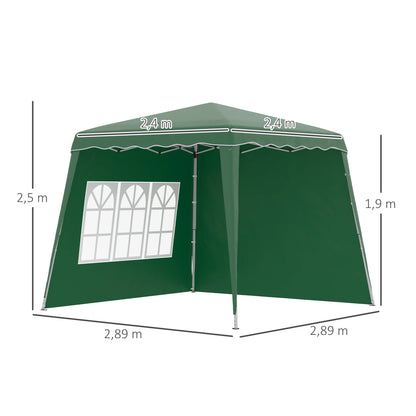 Paviljoen - Tuinpaviljoen - Partytent - Tuintent - Pop-up Kliksysteem - Stabiel Opvouwbaar - Waterdicht - Winterbestendig - met 2 Zijwanden - Oxford-stof - 2.89 x 2.89 m - Groen