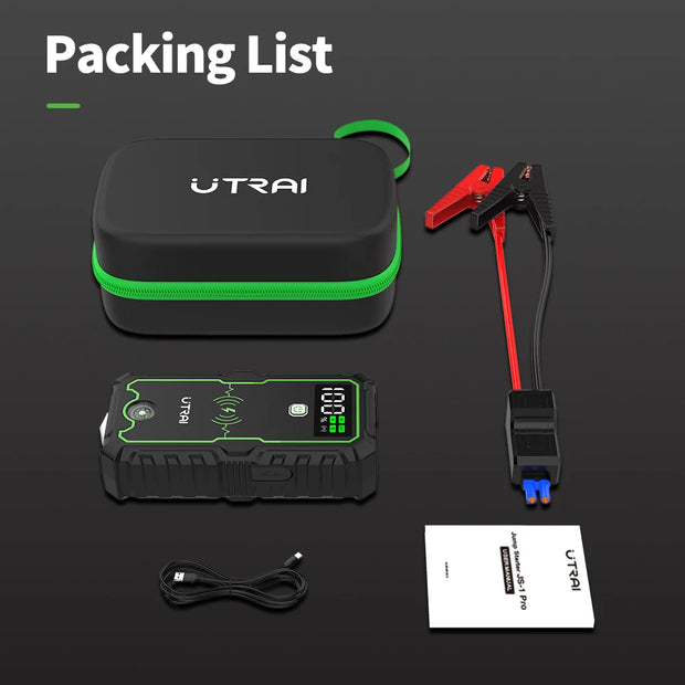 Utrai - JS-1 Pro - Jumpstarter voor Auto - Startkabels - Starthulp - 12V - 2500A - Jumpstarters - Powerbank - Zwart
