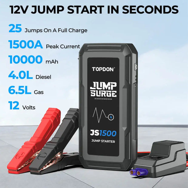 Topdon JS2000/JS1500/JS1200 2000A/1200A Jump Starter Power Bank 12V Car Starting Device 16000Mah Battery Jump Start for Booster
