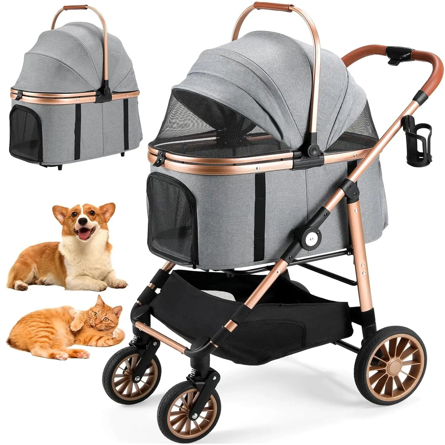 Hondenwagen – Hondenbuggy – Huisdierbuggy – Dierenwagen – Transportkar – Draagvermogen 25 kg – Carbonstalen Frame