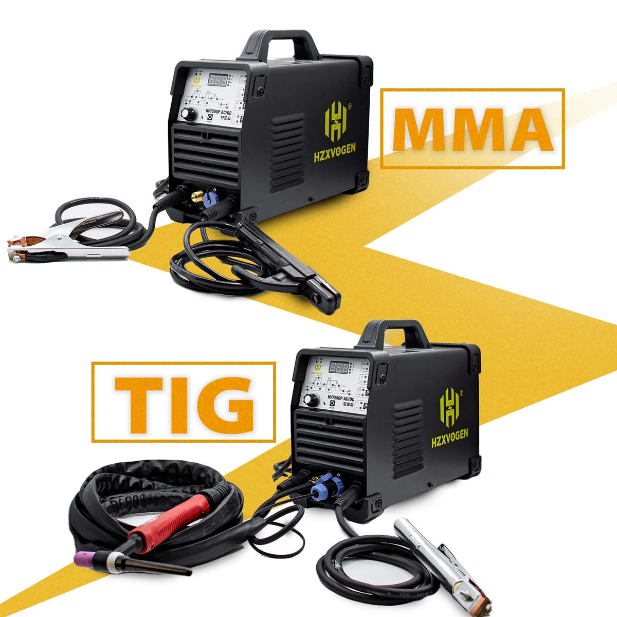 Hzxvogen - HVT250P - Elektrisch lasapparaat - 4 in 1 - Aluminium Tig-lasmachine - ARC-kracht 2T-4T - met voetpedaal - Zwart - QUORE
