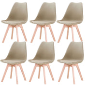 Chair - Dining Chairs - Dining Chairs Set of 6 - Nordic Medieval Dining Chairs - Padded Seat - Beech Legs - Beige