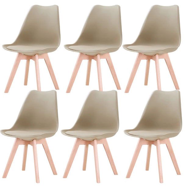 Chair - Dining Chairs - Dining Chairs Set of 6 - Nordic Medieval Dining Chairs - Padded Seat - Beech Legs - Beige