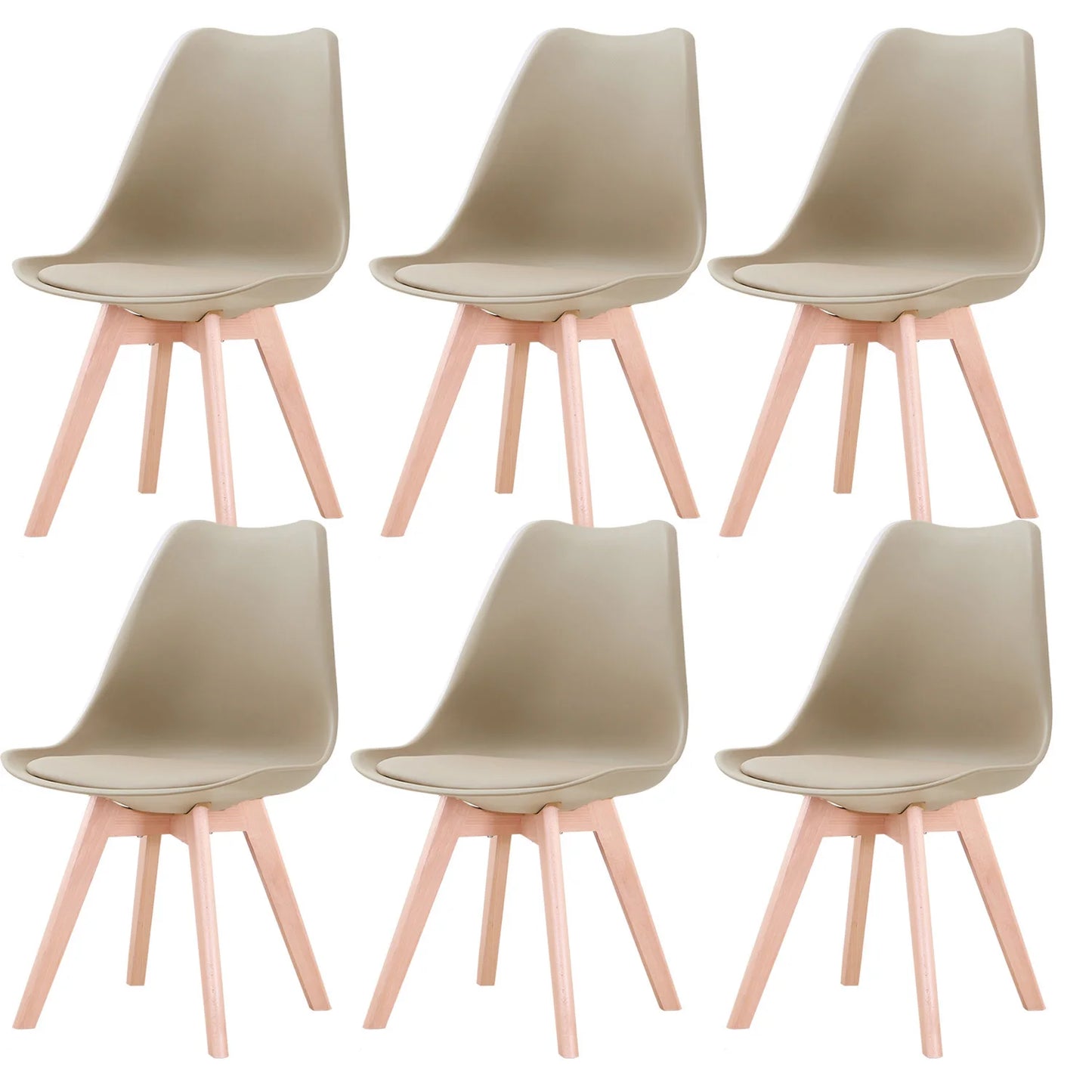Eetkamerstoelen – Stoelen – Dining Stoelen – Set Van 6 – Kunstleer Bekleding – Beukenhouten Poten – 120 Kg Draagkracht