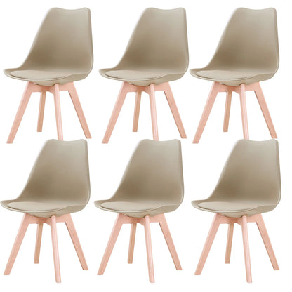 Eetkamerstoelen – Stoelen – Dining Stoelen – Set Van 6 – Kunstleer Bekleding – Beukenhouten Poten – 120 Kg Draagkracht