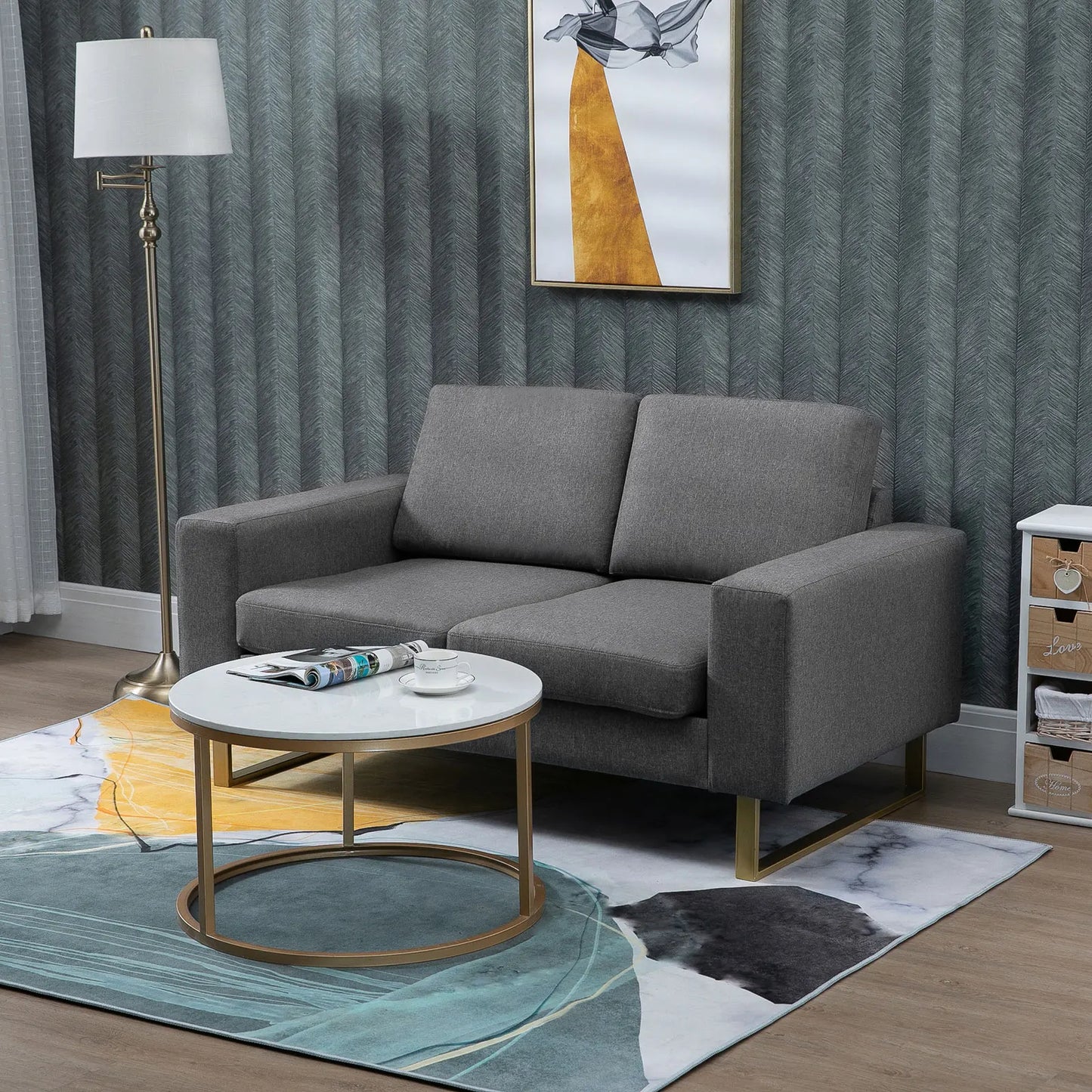 2-Zits Stoffen Bank – Compacte Sofa – Tweezits Bank – Moderne Loveseat – Ademend Hennepmateriaal – Minder Dan 200 Cm – Veerkrachtige Schuimvulling
