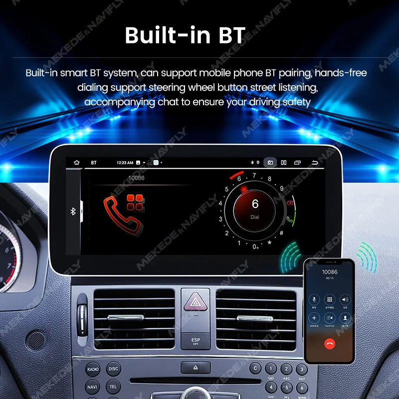 Multimedia Unit Mercedes-Benz C Klasse – Auto Radio – Navigatiesysteem – Touchscreen Speler – Android Headunit – 10,25 Inch Scherm – Android 14 Besturingssysteem – CarPlay & Bluetooth Connectivity