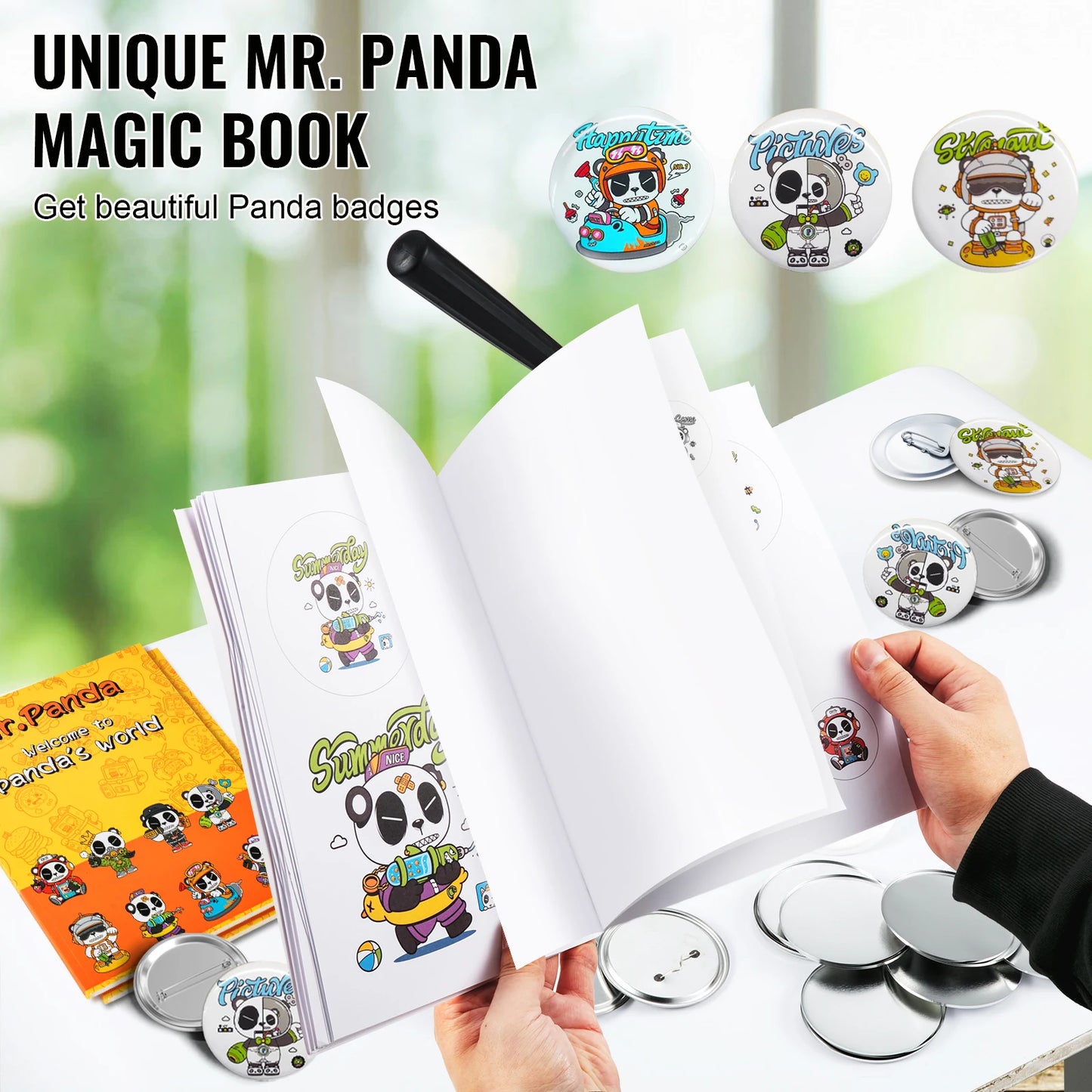 Button Maker - Buttonmachine - Pin Maker - Badge Maker Machine - 32mm & 58mm om Zelf Buttons te Maken - met 500 Gratis Onderdelen - Knopenmakermachine -Zwart