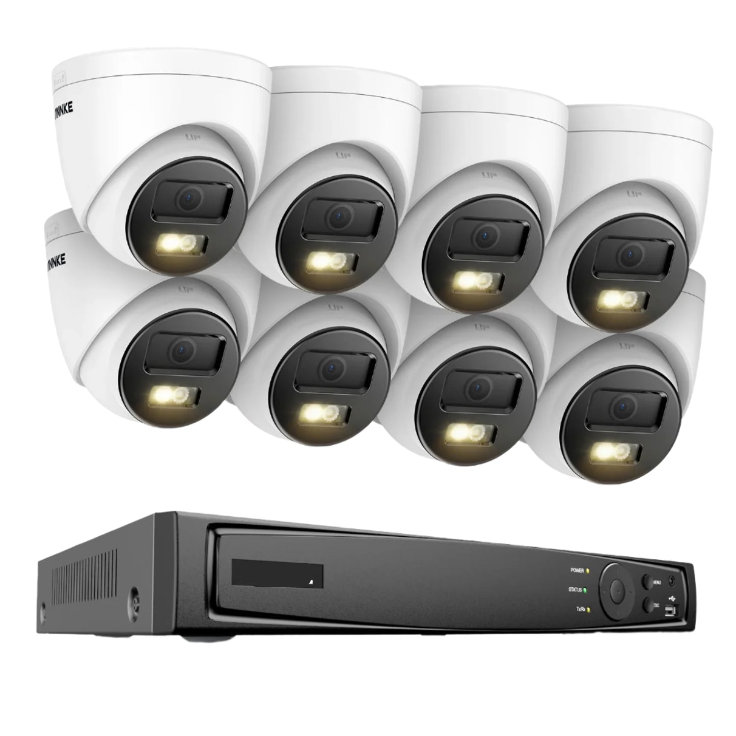 Complete 8-Kanaals Beveiligingscamera Set – Camerabewaking – Beveiligingssysteem – Cameraset – 12MP Haarscherp – Bewegingsdetectie Met Slimme Herkenning - Build-in HDD: Geen - 8-kanaals NVR met 8 Camera’s