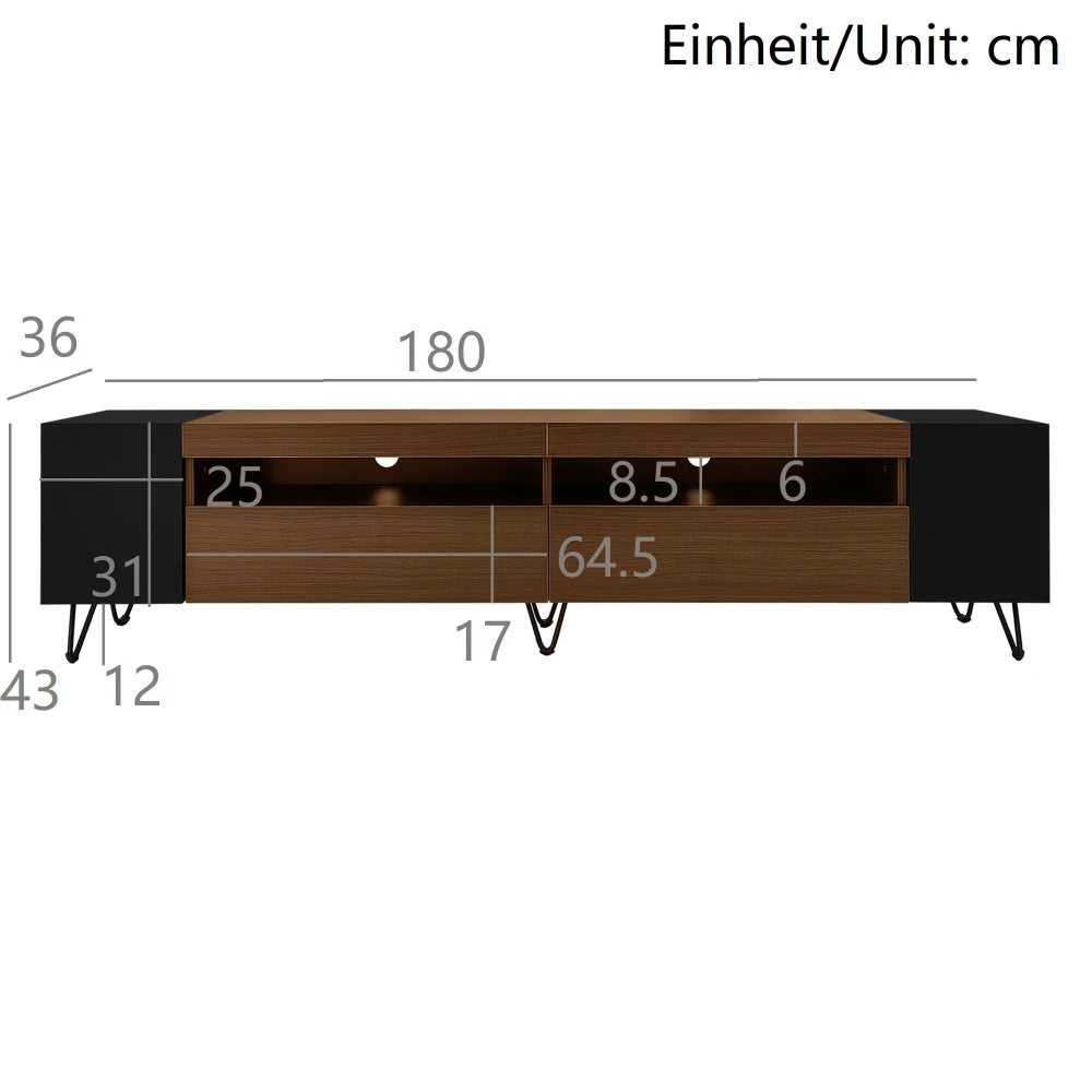 Tv-meubel – TV-kast – Televisiemeubel – Mediameubel – Wandmeubel – Geschikt voor 50-59 inch TV – Duurzaam MDF en spaanplaat met metalen poten