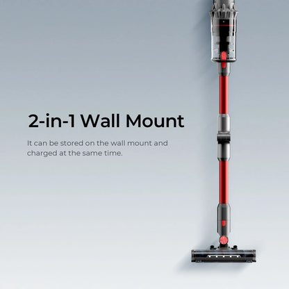Draadloze Stofzuigers - Stofzuiger - Natte & Droge - Vacuum Cleaner - 33000Pa - 500W - 8 x 2200mAh Verwijderbare Batterijen - Draaibare Metalen Buis - Rood & Grijs