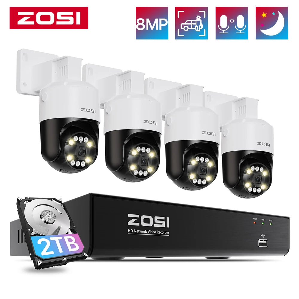 Beveiligingscamera – Camerabewaking – Bewakingscamera – Buitencamera – CCTV Systeem – 8MP HD Resolutie – AI Bewegingsdetectie met 360° Tracking