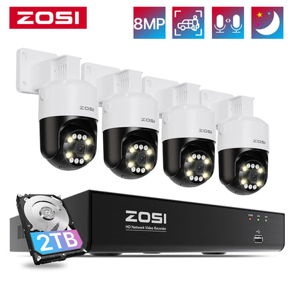 Beveiligingscamera – Camerabewaking – Bewakingscamera – Buitencamera – CCTV Systeem – 8MP HD Resolutie – AI Bewegingsdetectie met 360° Tracking