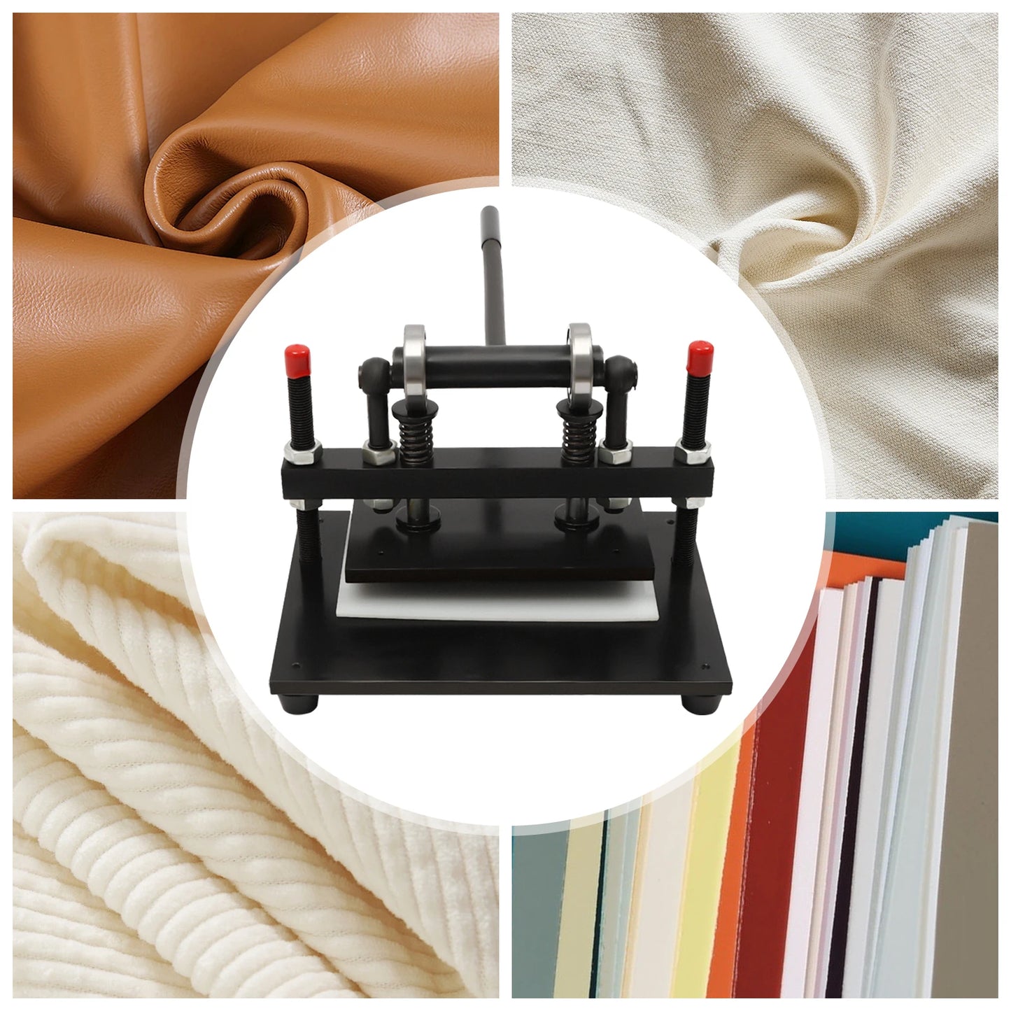 Leerknipmachine – Handmatige Snijmachine – Leerknipper – Stoffenknipper – Rubbersnijder – 2 Ton Drukkracht – Verstelbare Hoogte
