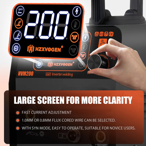 Hzxvogen - HVM200 - Elektrisch lasapparaat - 200A - 3 in 1 - Semi-automatische lasmachine - MIG/TIG/MMA - ARC-kracht 2T-4T - Zwart
