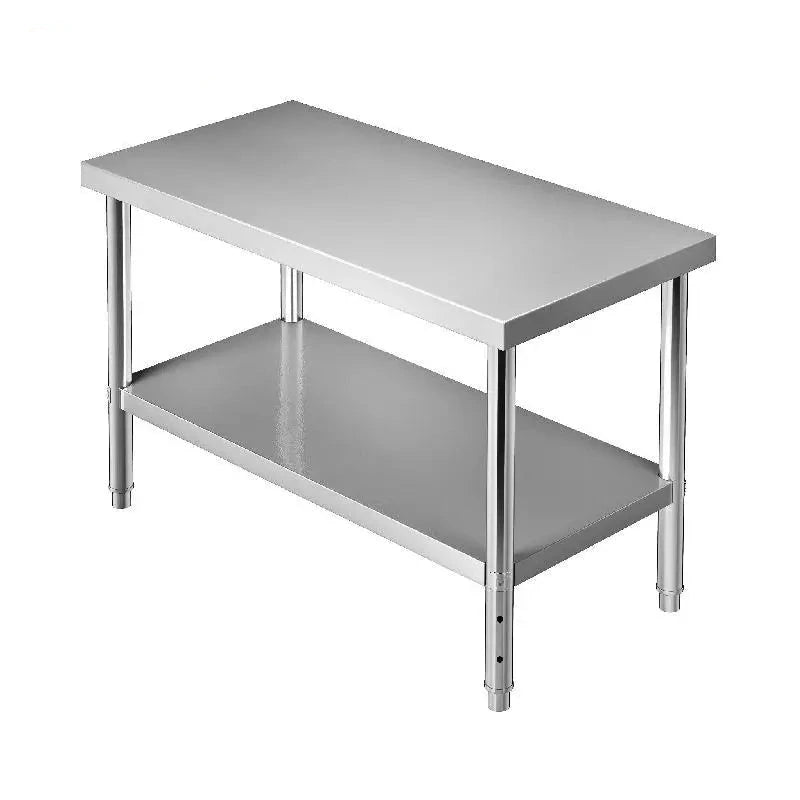 Roestvrijstalen Werktafel - Keukentafel - Keuken Werktafel - Keukeneiland - Werkbank - Verstelbare Onderniveau - 48x24x34inch - Industriële Werktafel RVS - Met Opbergruimte