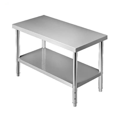 Roestvrijstalen Werktafel - Keukentafel - Keuken Werktafel - Keukeneiland - Werkbank - Verstelbare Onderniveau - 48x24x34inch - Industriële Werktafel RVS - Met Opbergruimte