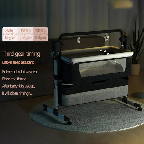 Babybed - Wieg - Elektrisch Babybed - Elektrisch Babybed - Verplaatsbaar - Draagbaar - Ledikant - Met Afstandsbediening - Bluetooth-Kaki