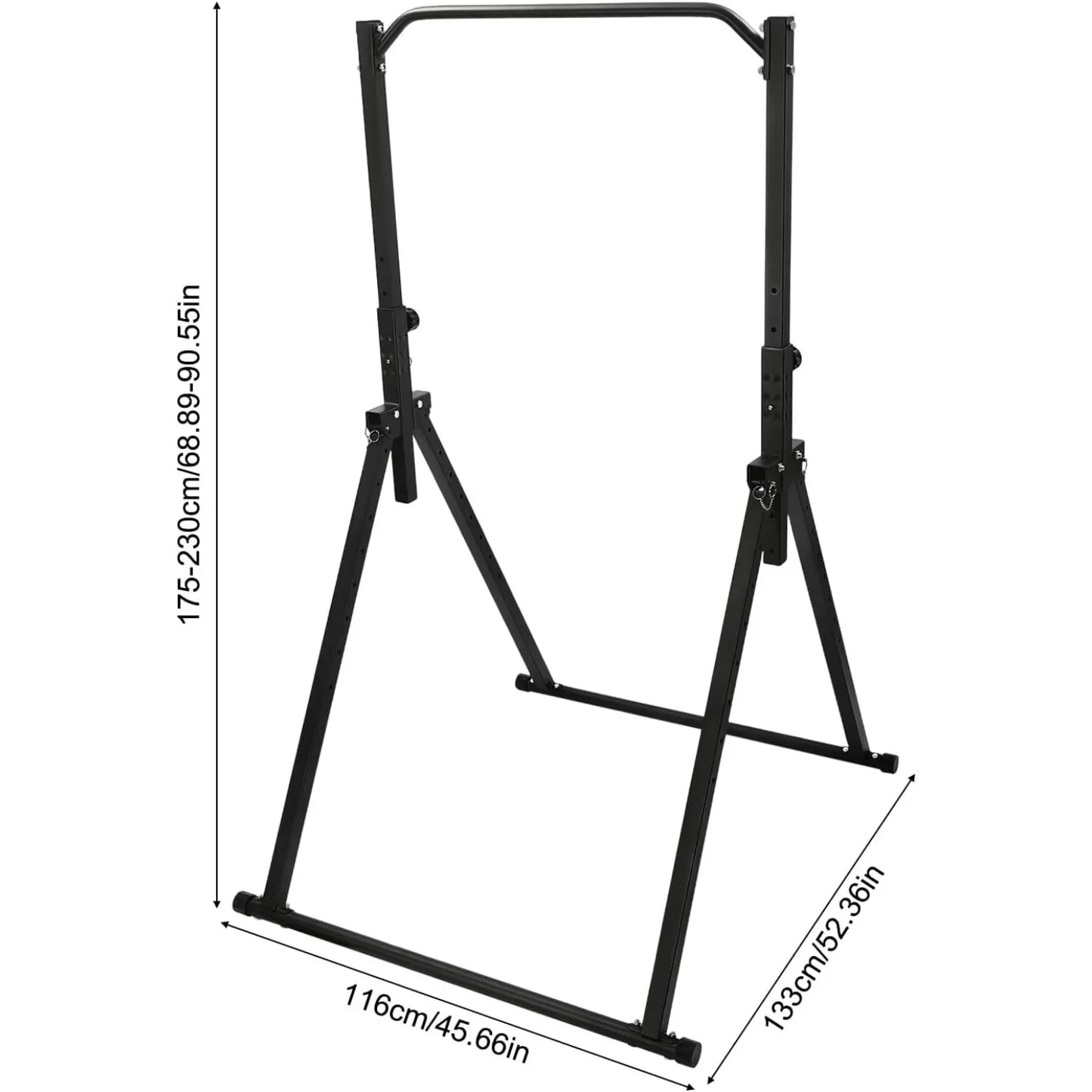 Uittrekbare Pull-Up Bar – Optrekstang – Fitness Bar – Dips Station – Workout Bar – Zwart – Verstelbare Hoogte 1,75-2,3m – Maximaal 200 kg Draagvermogen