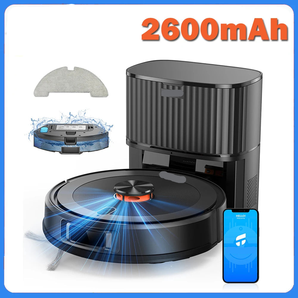 Lidar Robotstofzuiger - Dweilrobot - Vaccum Cleaner - Robot Vacuum - 2600mAh Batterij – 2-in-1 Stofzuiger & Mop - 4500Pa Zuigkracht – 3L Stofzak - Zelflegende - Slimme Mapping - Zwart