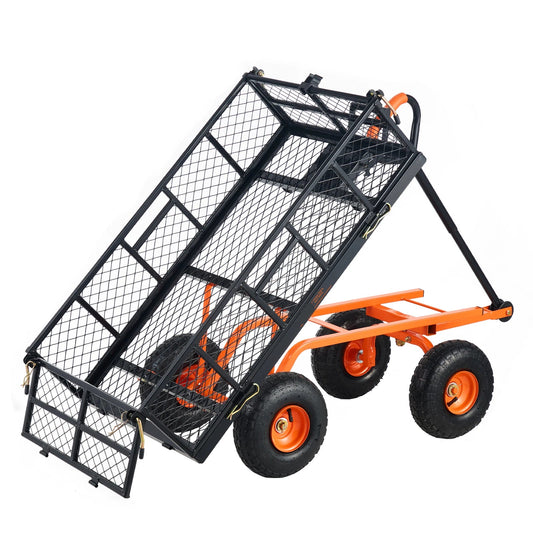 Tuinwagen - Relaxdays Bolderkar Luchtbanden - 400lbs - Transportkar Staal - Bolderwagen - Tuinkrukje - Duurzaam Metalen Frame - Zwart